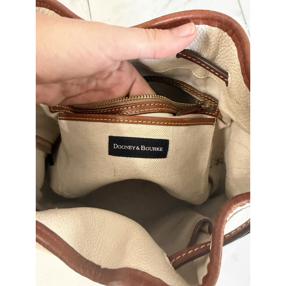 DOONEY & BOURKE Cream Pebbled Leather Small Drawstring Bucket Bag Shoulder Bag - Picture 14 of 16